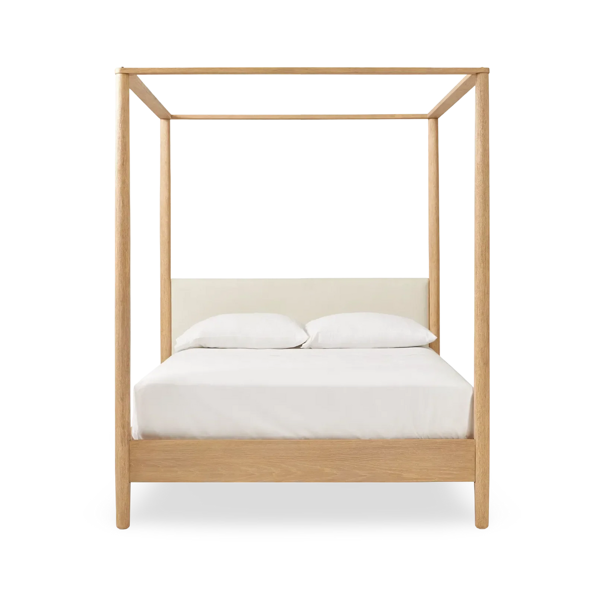 Cama Mila de madera cachimbo y huayruro con acabado ecológico en tono natural