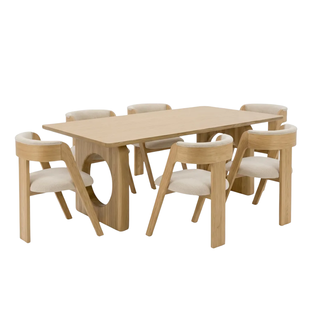 Juego de Comedor Manila en Madera Huayruro - 6 Sillas
