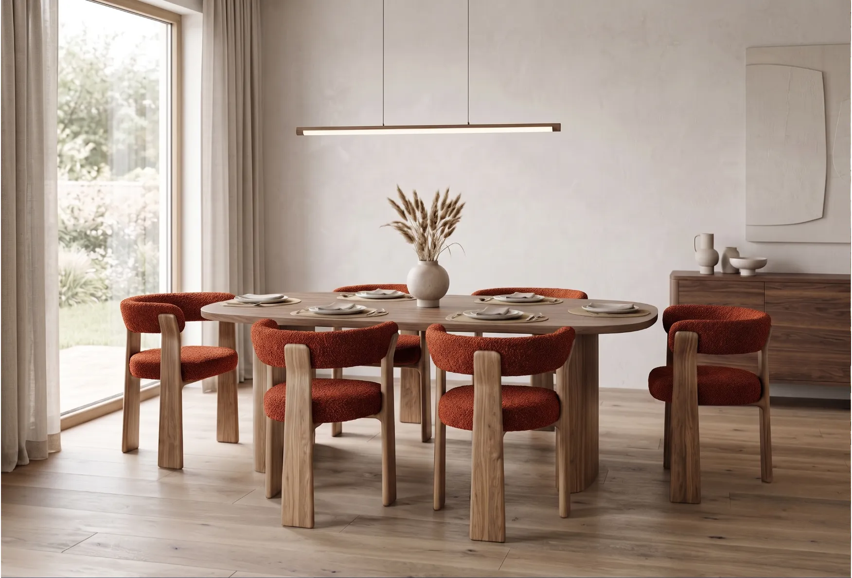 Juego de comedor de Formas Home con mesa y sillas tapizadas